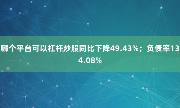 哪个平台可以杠杆炒股同比下降49.43%；负债率134.08%